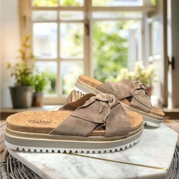 GABOR 82.851 Suede Sesame Platform Slip-on Slide Size 39 US 8.5 - Picture 13 of 15
